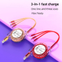 Retractable 3 In1 USB Cable Charger Multifunctional  Fast Phone Charging Usb for Iphone Micro Type-c Android Cables