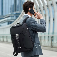 Sac à dos d'affaires multifonction USB, grande capacité, étanche et antivol, tendance, pour homme, en polyester Oxford, pour ordinateur portable