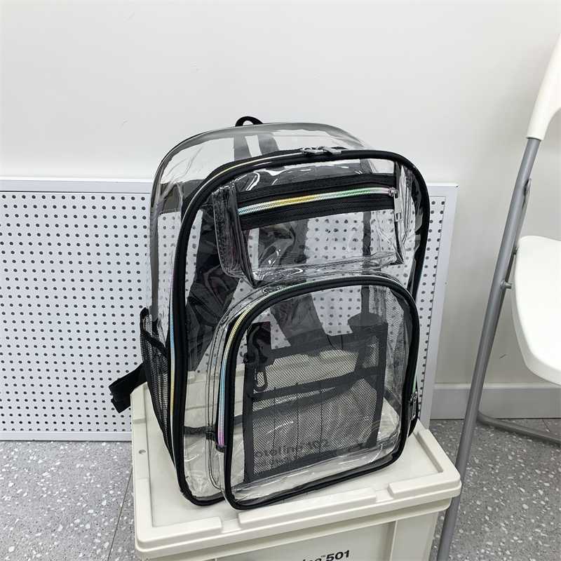 Custom Logo Kids Student Sport Outdoor Back Pack School Bag Travel Waterproof Mochila Transparent Clear PVC Backpack for Girls