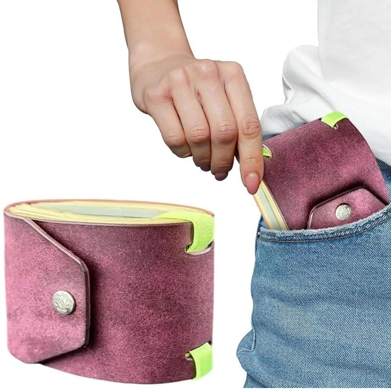 PU Leather Cash Wrap Wallet Quick Access Money Holder Slim Wallet with Snap Closure Card Slots for Men Women Daily Use
