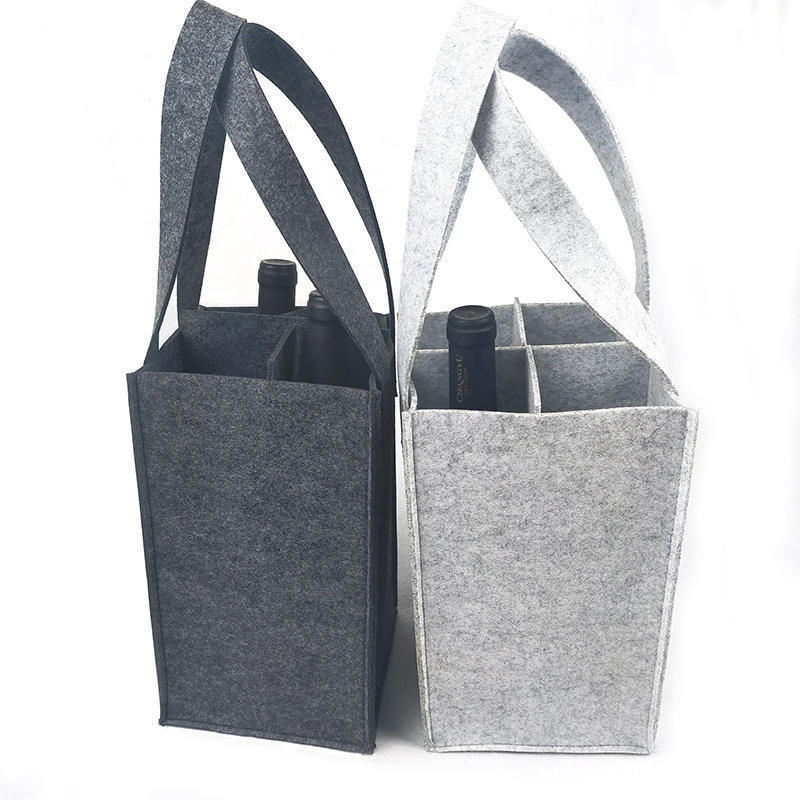 Custom Design Hot Sell Purse Insert Wine Bottle Holder Organizer Handbag Felt Shopping Bag