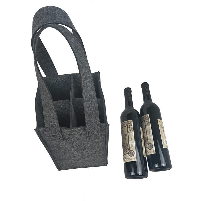 Custom Design Hot Sell Purse Insert Wine Bottle Holder Organizer Handbag Felt Shopping Bag