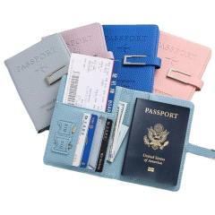 Coffret cadeau porte-passeport en cuir PU personnalisé en gros, étiquette de valise de voyage, carnet de voyage et stylo