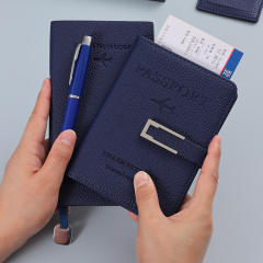 Coffret cadeau porte-passeport en cuir PU personnalisé en gros, étiquette de valise de voyage, carnet de voyage et stylo