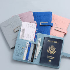 Coffret cadeau porte-passeport en cuir PU personnalisé en gros, étiquette de valise de voyage, carnet de voyage et stylo