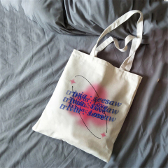 High Quality Wholesale  Foldable Large Fashion Women Handbag Shoulder Reusable Shopping Bag Canvas Cotton Tote Bag