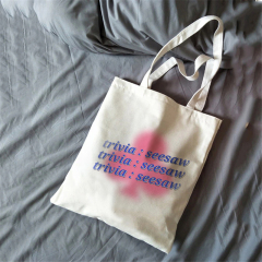 High Quality Wholesale  Foldable Large Fashion Women Handbag Shoulder Reusable Shopping Bag Canvas Cotton Tote Bag