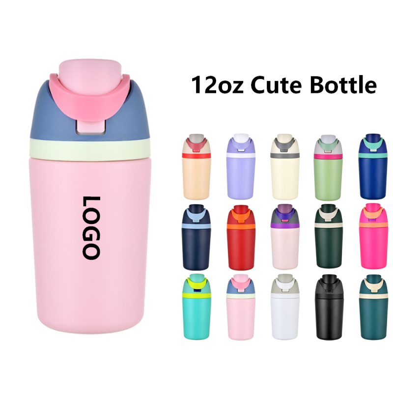 Wholesale 12oz Colorful Cute Bottles Bulk Silk Screen Blank Eco-Friendly Stainless Steel Vacuum Flask for Promotional Events