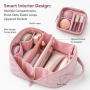 Wholesale 2Pcs Puffy Makeup Bag Custom Logo Waterproof Quilted Cosmetic Organizer Set with Handle and Transparent Pouch