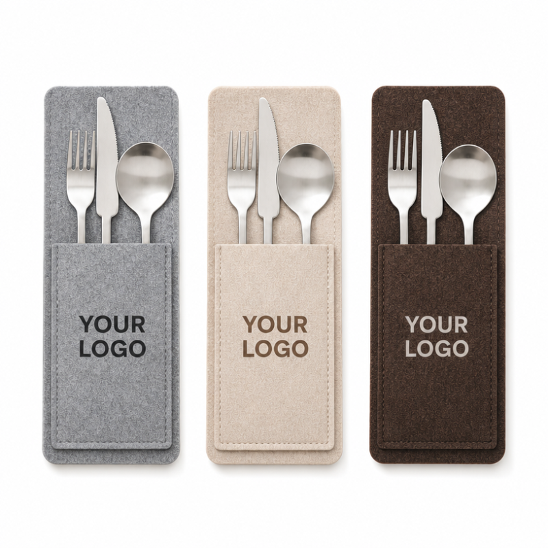Hotel Grade Felt Cutlery Pouch with Reinforced Stitching  Flatware Holder Commercial Daily Service Bulk Supply