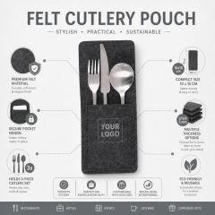 Hotel Grade Felt Cutlery Pouch with Reinforced Stitching Flatware Holder Commercial Daily Service Bulk Supply