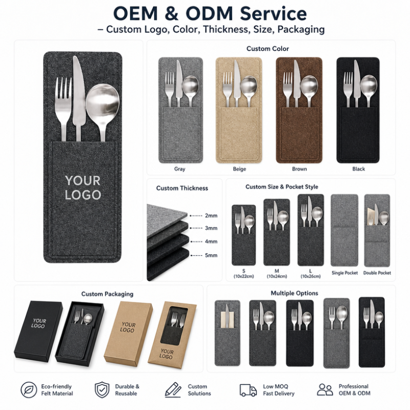 Hotel Grade Felt Cutlery Pouch with Reinforced Stitching  Flatware Holder Commercial Daily Service Bulk Supply