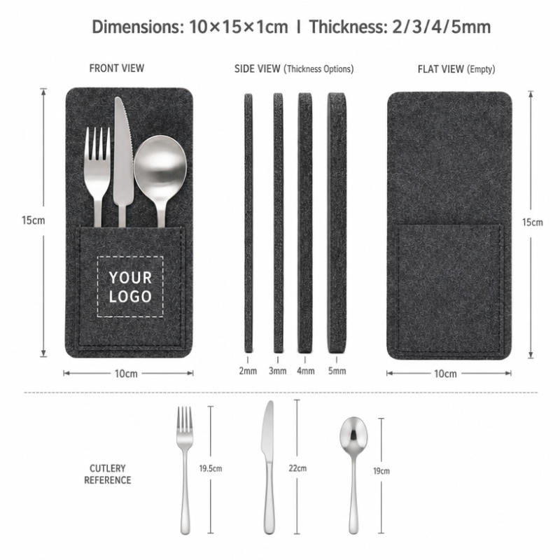 Hotel Grade Felt Cutlery Pouch with Reinforced Stitching  Flatware Holder Commercial Daily Service Bulk Supply