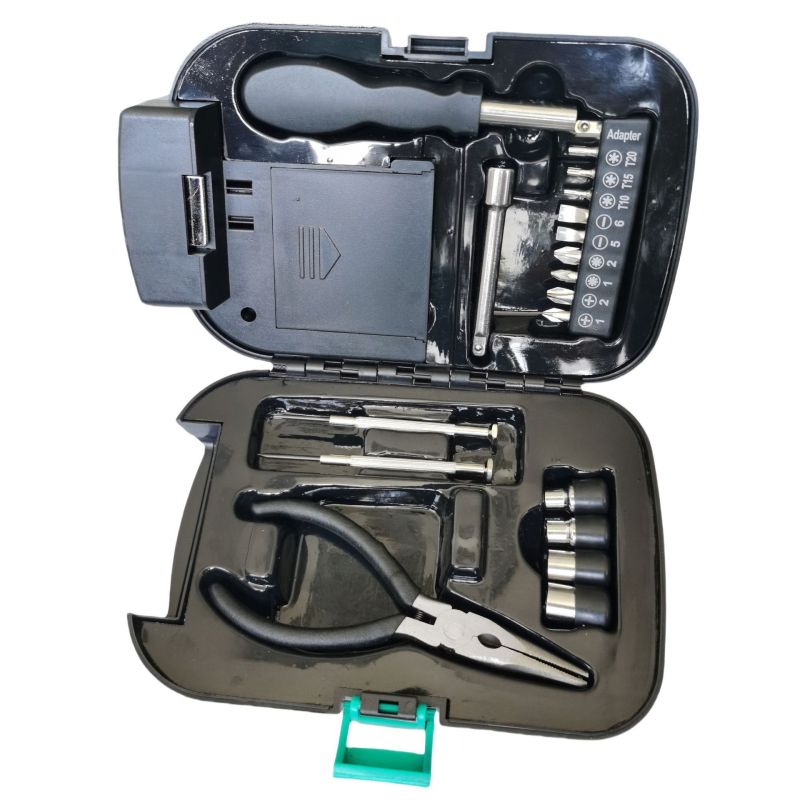 Trousse à outils manuelle portable et écologique avec lampe torche - Coffret d'outils d'urgence pour voiture et maison (acier et acier au carbone)