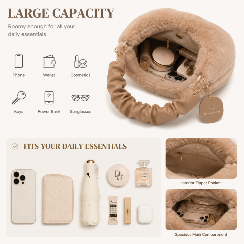 Custom Plush Handbag Women Faux Fur Shoulder Bag Crossbody Hobo Bag Soft Fuzzy Tote Purse OEM Manufacturer