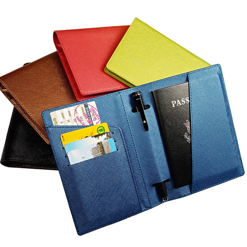 High Quality Customize Logo Leather Travel Passport Holder Cover With Pen Loop