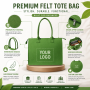 Wholesale Custom Felt Tote Bag Top Zipper Closure Thick Structured Reusable Event Conference Gift Handbag