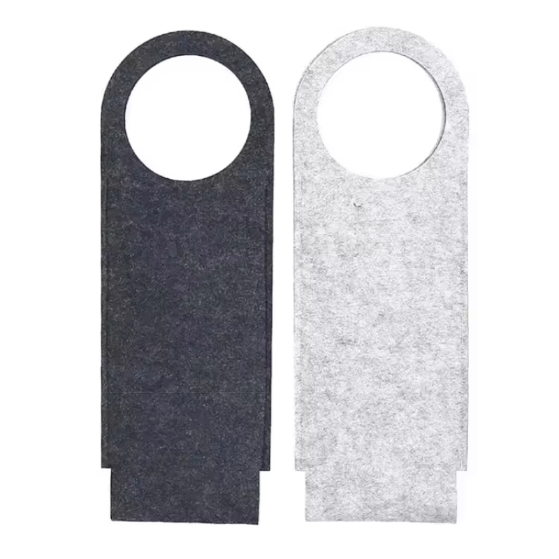 Custom Logo Durable Lightweight Single Wine Bottle Carrier Reusable Red Wine Grocery Felt Shopping Tote Bag Comfortable Handle