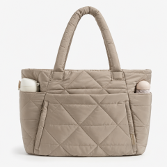 Trendy Puffy Quilted Tote Bag Water Resistant Nylon Polyester Puffer Shoulder Bag Large Travel Diaper Bag Custom Branding Trendy Puffy Quilted Tote Bag Water Resistant Nylon Polyester Puffer Shoulder Bag Large Travel Diaper Bag Custom Branding