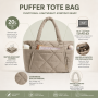 Trendy Puffy Quilted Tote Bag Water Resistant Nylon Polyester Puffer Shoulder Bag Large Travel Diaper Bag Custom Branding