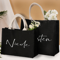 Personalized Burlap Tote Bags,Bridesmaid Tote gift Bags,Jute Beach Tote Bags,Wedding Gift Bags,Bachelorette Party Gift Bags