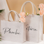 Sacs fourre-tout en toile de jute personnalisés, sacs-cadeaux fourre-tout pour demoiselle d'honneur, sacs fourre-tout de plage en jute, sacs-cadeaux de mariage, sacs-cadeaux de fête de célibataire