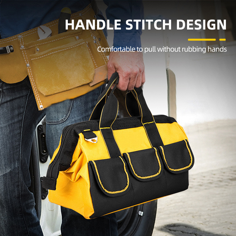 OEM durable 600D polyester promotion cheap tool storage organizer garden heavy duty polyester electrician tool bag for men