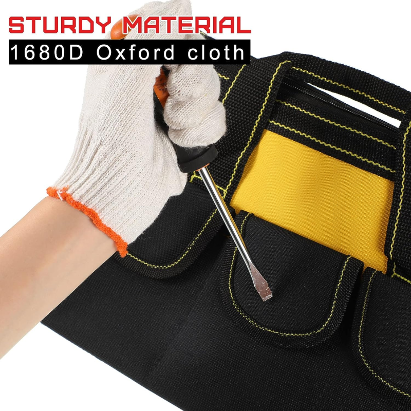 OEM durable 600D polyester promotion cheap tool storage organizer garden heavy duty polyester electrician tool bag for men