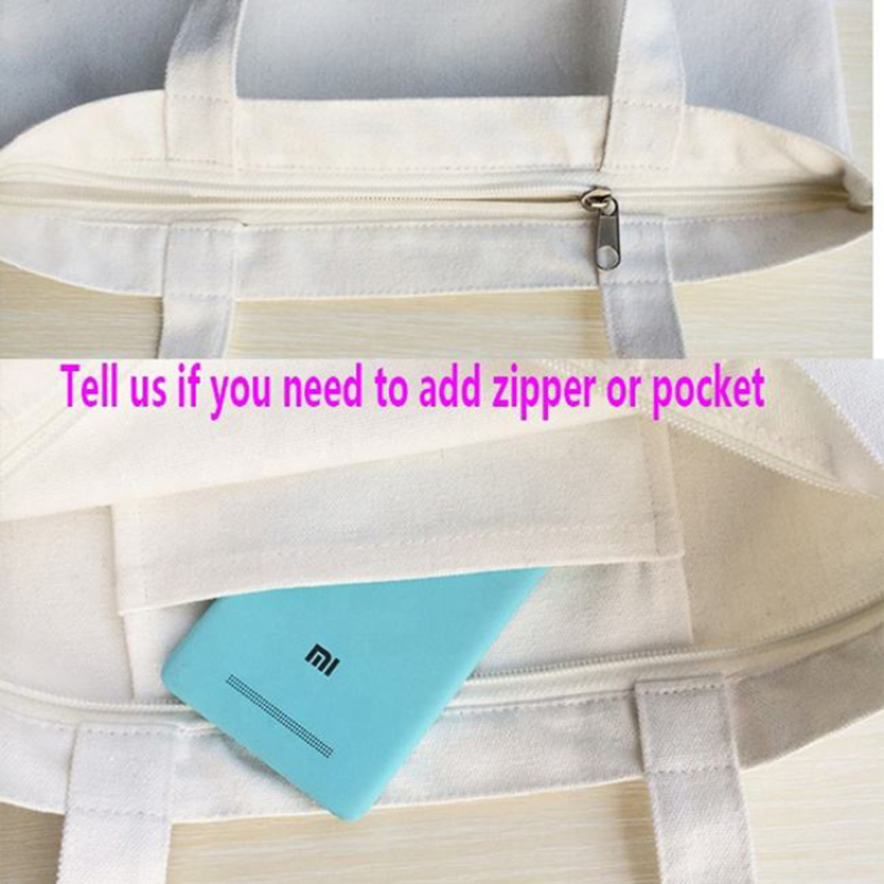 Heavy-Duty Canvas Grocery Bag with Optional Zipper – Personalized Large Capacity Tote for Events and Schools