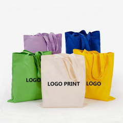 Custom logo zipper pocket large heavy duty plain cotton canvas shopping carry shoulder canvas tote bag