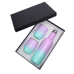 Hot Sell 800ml Wine Bottle And 12oz Wine Cups Stainless Steel Sublimation Wine Bottle Tumbler Set