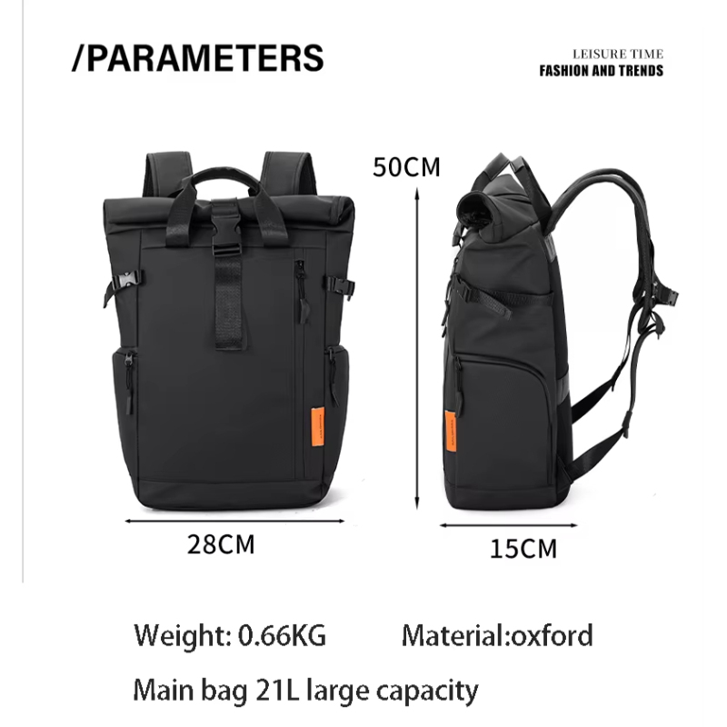 High-quality Unisex Fashion Laptop Backpack Waterproof Oxford Student Computer Bags Waterproof Rolltop Backpack