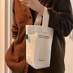 Mini Cotton Tote Bag for Breakfast, Handheld Compact Design for Coffee and Bread