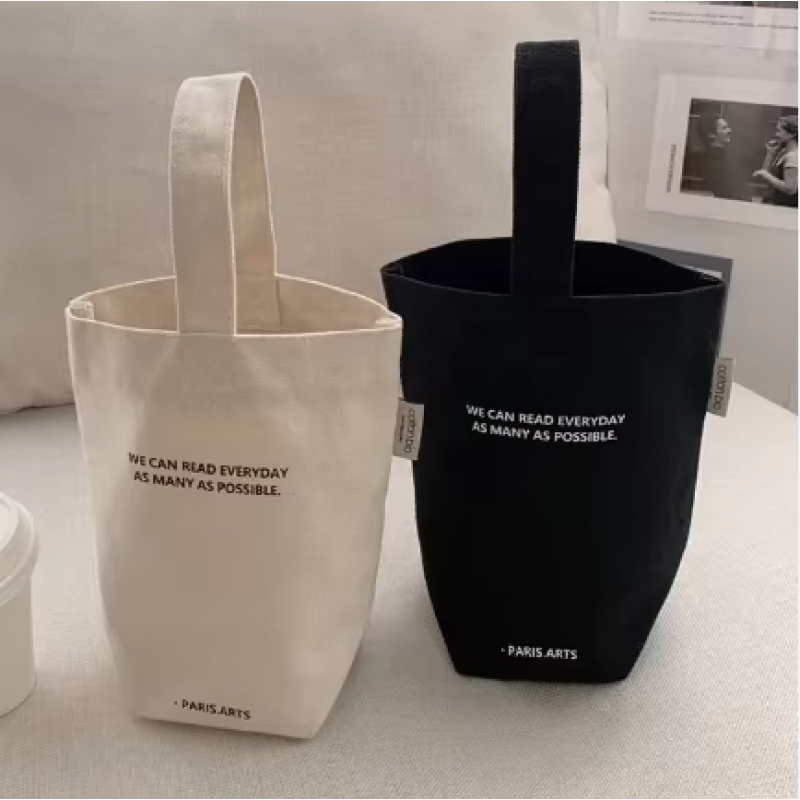 Mini Cotton Tote Bag for Breakfast, Handheld Compact Design for Coffee and Bread