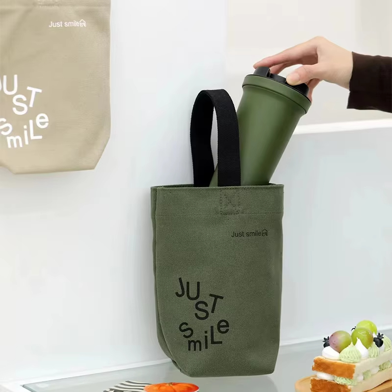 Mini Cotton Tote Bag for Breakfast, Handheld Compact Design for Coffee and Bread