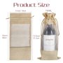 Clear Window Organza Covers Hemp Drawstring Natural Jute Wine Bottle Water Sack Burlap Christmas Party Hessian Bag