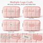 Personalized Quilted Makeup Bag Custom Printed Puffer Cosmetic Bag Macaron Colors Travel Toiletry Organizer with Small MOQ