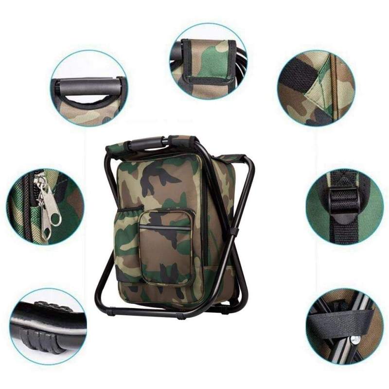 Multifunction Fishing Backpack Chair Portable Hiking Camouflage Camping Stool Folding Cooler Insulated cooler bag chair