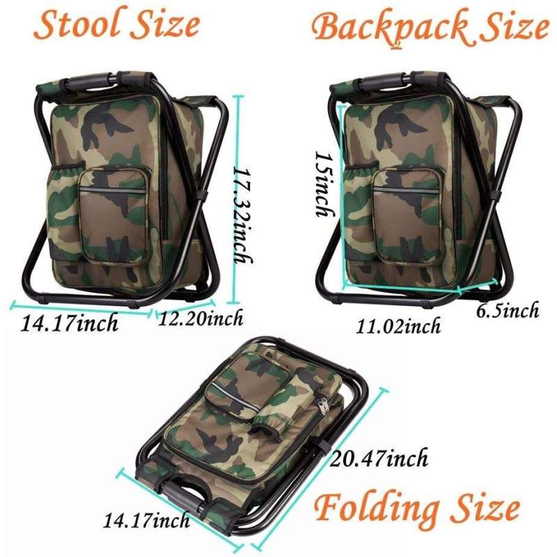 Multifunction Fishing Backpack Chair Portable Hiking Camouflage Camping Stool Folding Cooler Insulated cooler bag chair