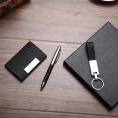 Coffret cadeau d'entreprise personnalisé avec porte-cartes et stylo, idéal pour hommes, pour le bureau et la maison.