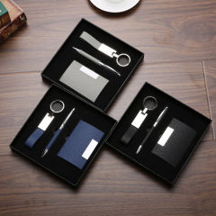Coffret cadeau d'entreprise personnalisé avec porte-cartes et stylo, idéal pour hommes, pour le bureau et la maison.