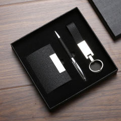 Coffret cadeau d'entreprise personnalisé avec porte-cartes et stylo, idéal pour hommes, pour le bureau et la maison.
