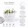Eco Polyester Woven Flower Girl Basket Ladies Lace Shopping Bag Beach Bag Lace Basket With Double Handles