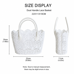 Eco Polyester Woven Flower Girl Basket Ladies Lace Shopping Bag Beach Bag Lace Basket With Double Handles