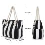 Custom Women Waterproof Beach Tote Bag Portable Shoulder Handbag Striped Canvas Tote Bag for Shopping