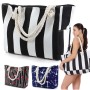 Custom Women Waterproof Beach Tote Bag Portable Shoulder Handbag Striped Canvas Tote Bag for Shopping