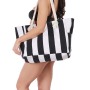 Custom Women Waterproof Beach Tote Bag Portable Shoulder Handbag Striped Canvas Tote Bag for Shopping