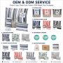 Wholesale Custom Logo Striped Canvas Beach Bag Set 3 Piece with Cotton Rope Handle Nautical Tote Bag and Fringed Towel Set