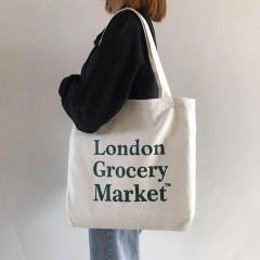 Custom Canvas Zipper Shopping Bag 2023 Large Capacity Tote Bag Fashion Letter Printing Women's Simple Shoulder Bag