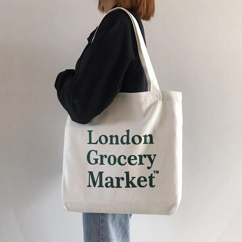 Reusable Cotton Canvas Zipper Shopping Bag with Large Capacity Custom Printed Tote for Gift and Event Use